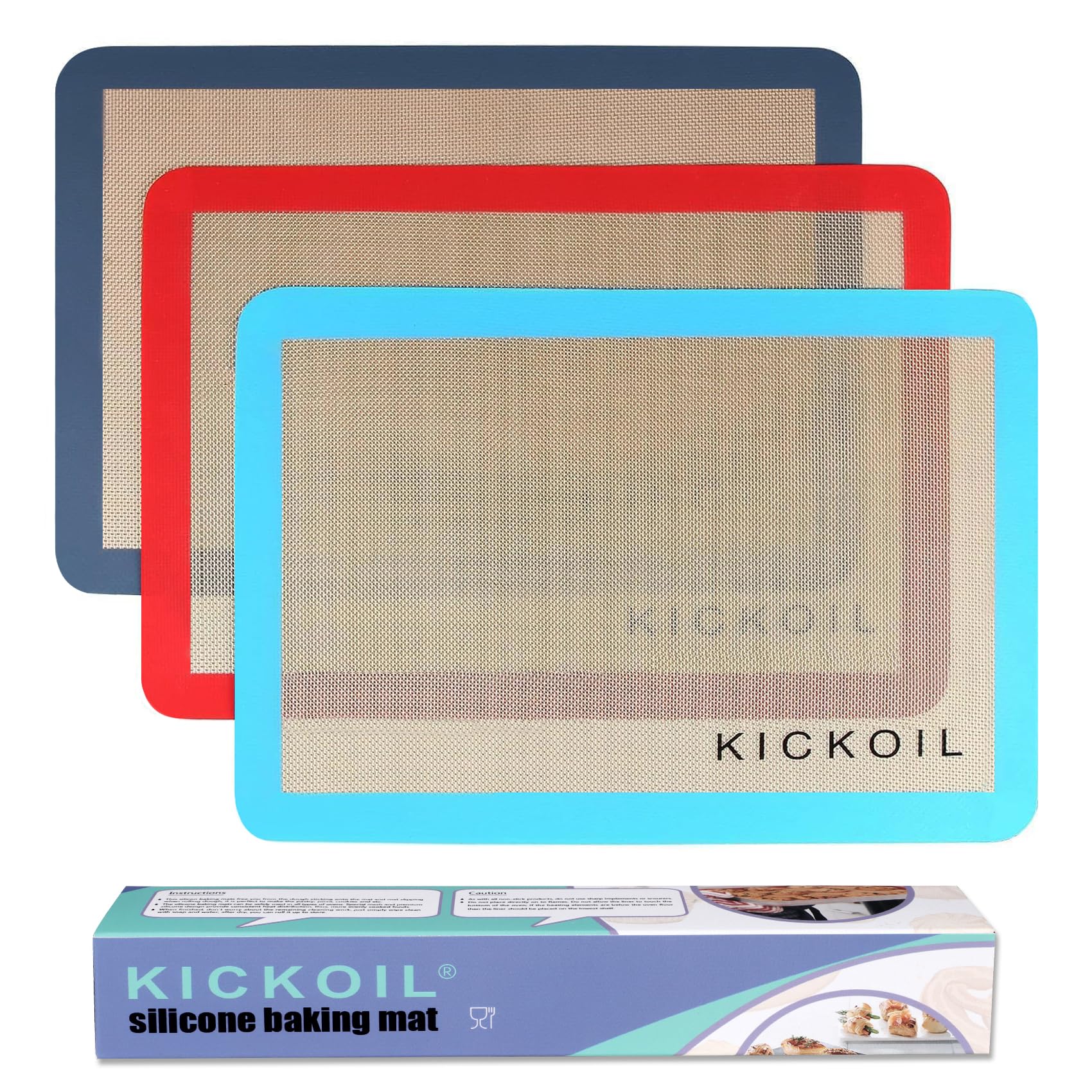 KICKOIL Silicone Baking Mats Set of 3