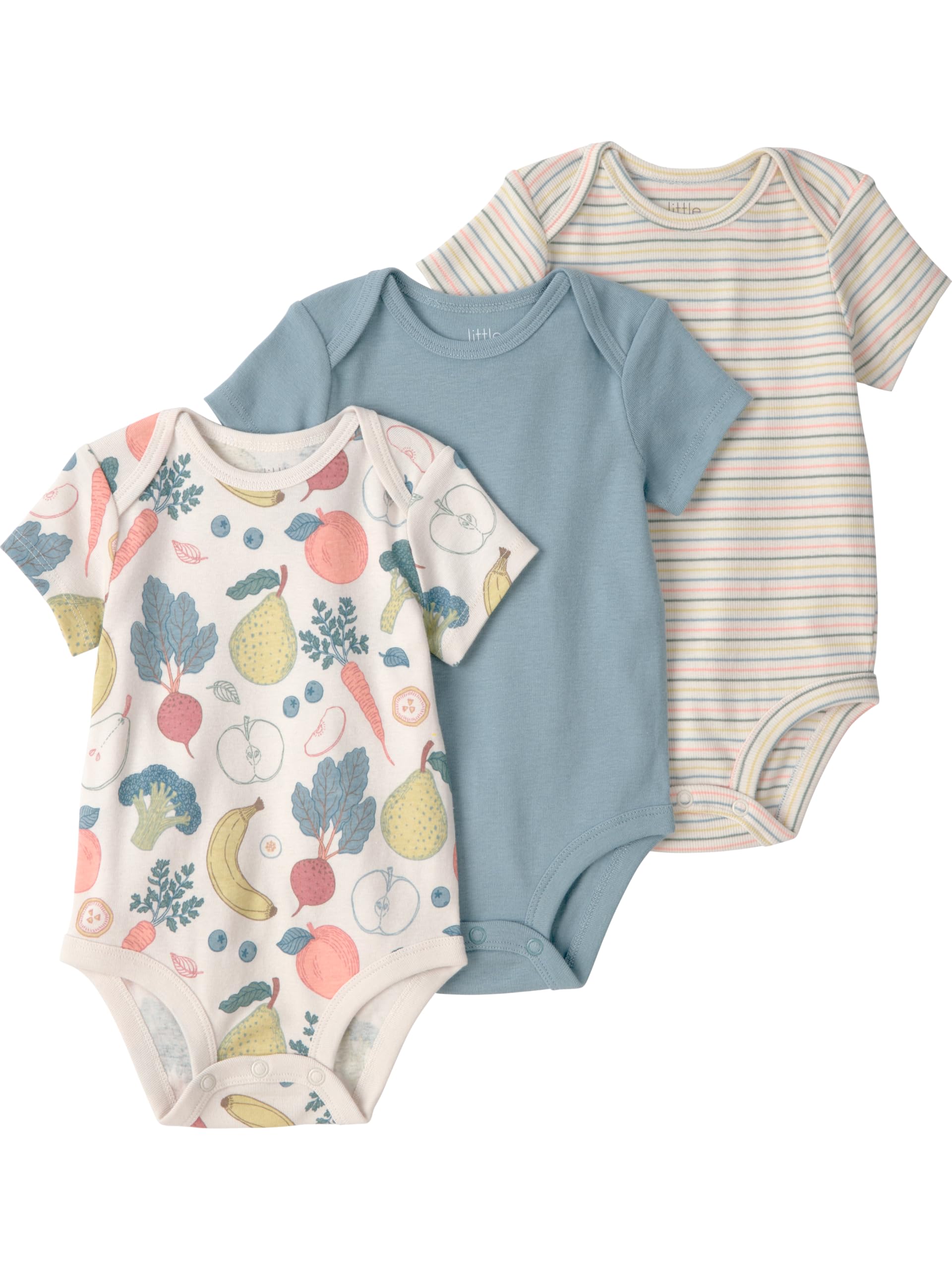 little planet by carter's Unisex Baby 3-pack Short Sleeve Bodysuits Made With Organic Cotton