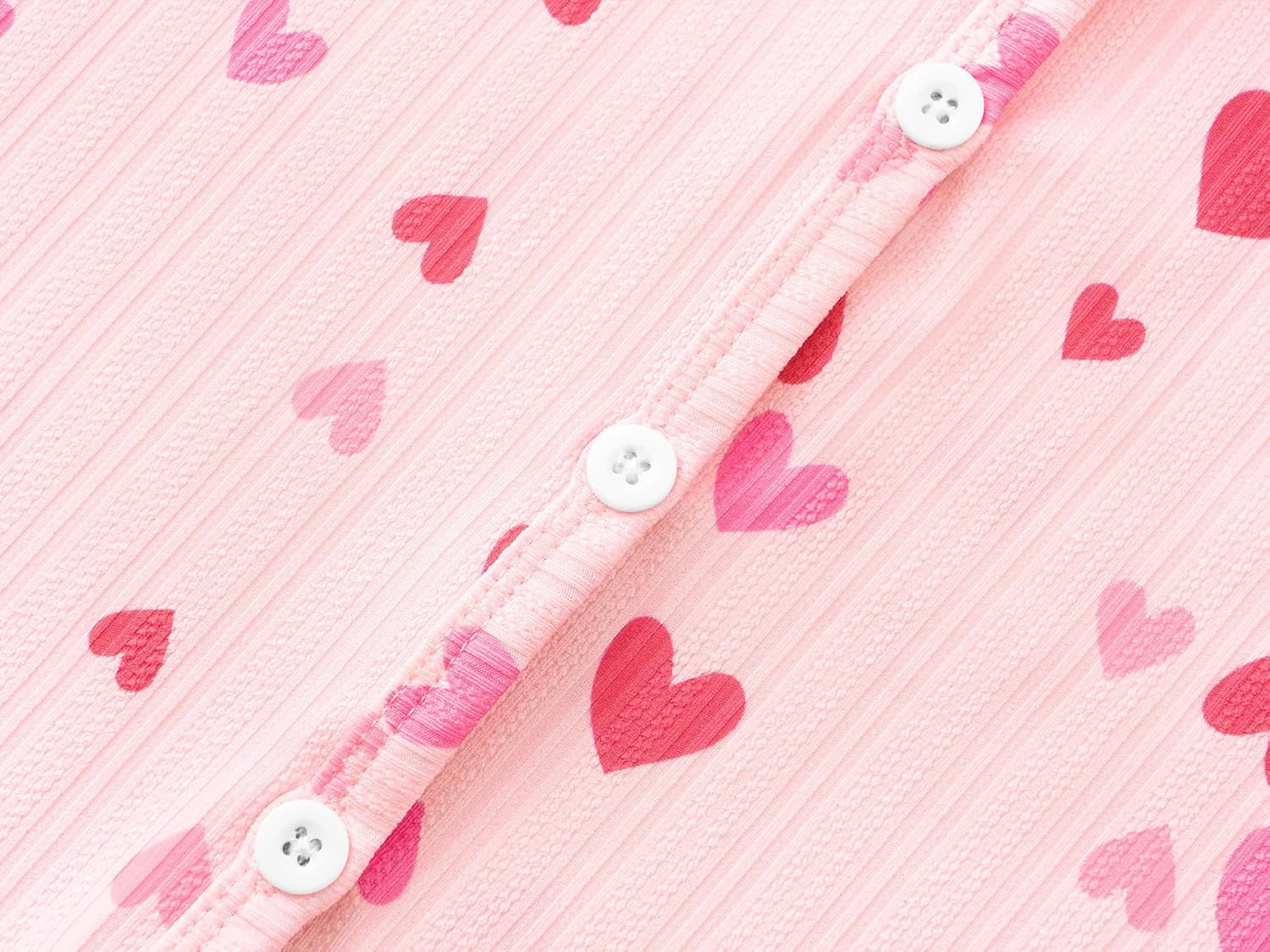 Beezizac 4-pc Girls Pointelle Knit Button Down Pajama - Floral/Bow Lettuce Trim Tee Shorts Pants Hair Tie PJs Sizes 6-18 - Image 3