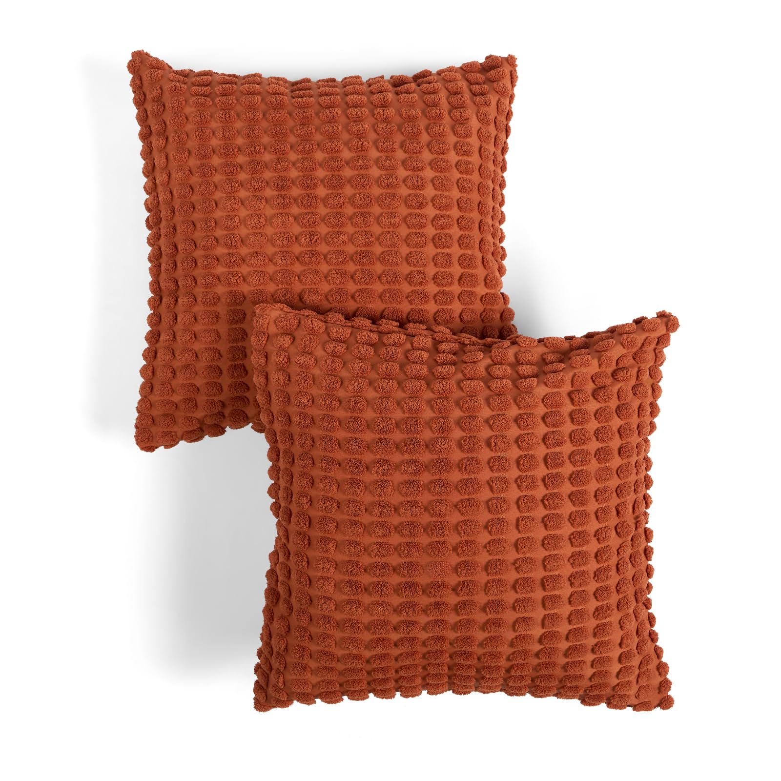 Ohs Rust Cushion Covers 45Cm X 45Cm, Soft Decorative Bobble Textured Square Throw Pillow Cover With Invisible Zipper For Sofa Bedroom Living Room Pillow Cases 2 Pack,