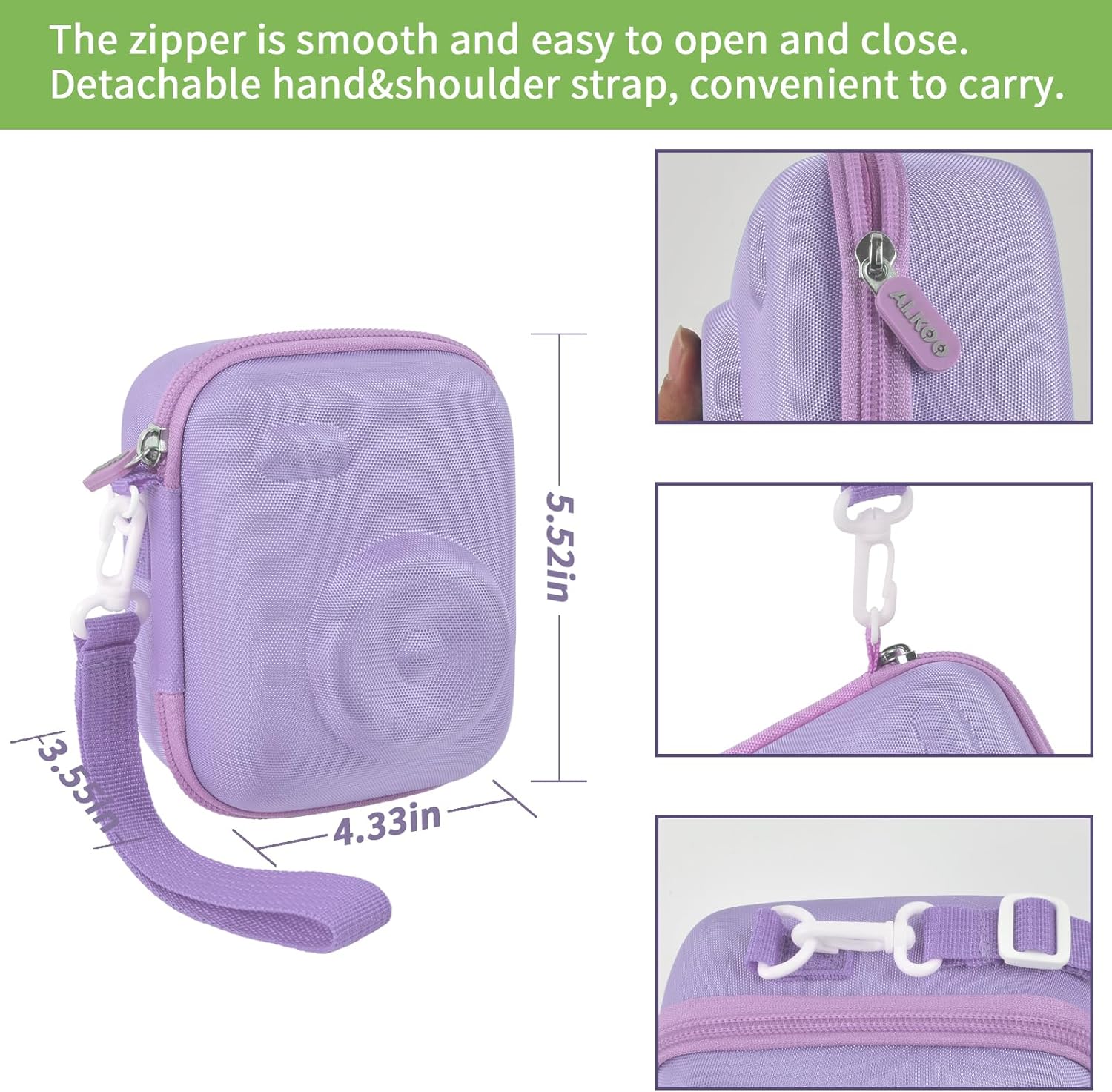 Instant Print Camera Case Compatible with Gofunly Camera, Digital Camera Bag for Esoxoffore/for LETSHAHA/for JPVERLY/for Hangrui, Storage for Printer Paper and 32GB SD Card- Purple (Box Only) - Image 3