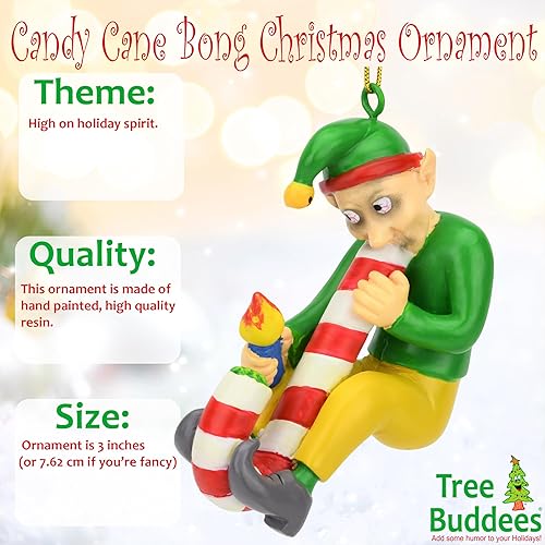 Miniatura 2 de Tree Buddees Candy Cane Bong Elf Funny Weed Christmas Ornament