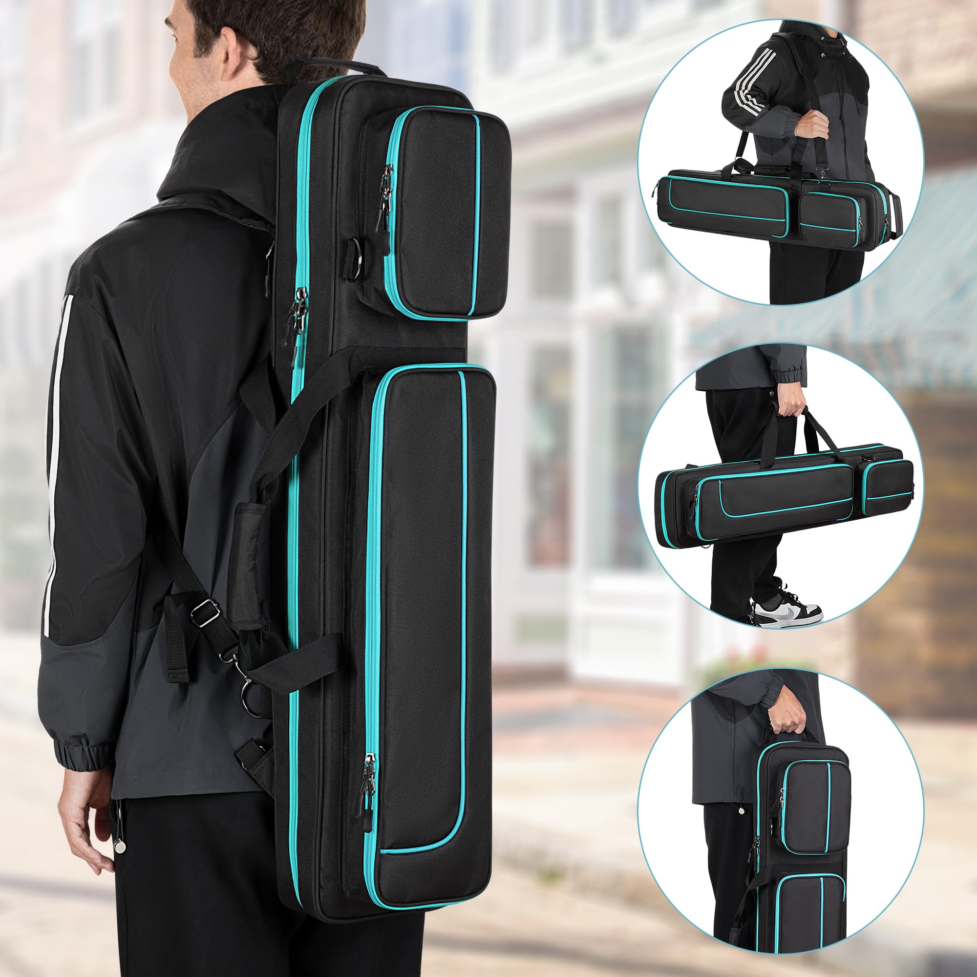 GOBUROS Estuche para Tacos de Billar 4x4 con Capacidad para 4 Colillas y 4 Ejes