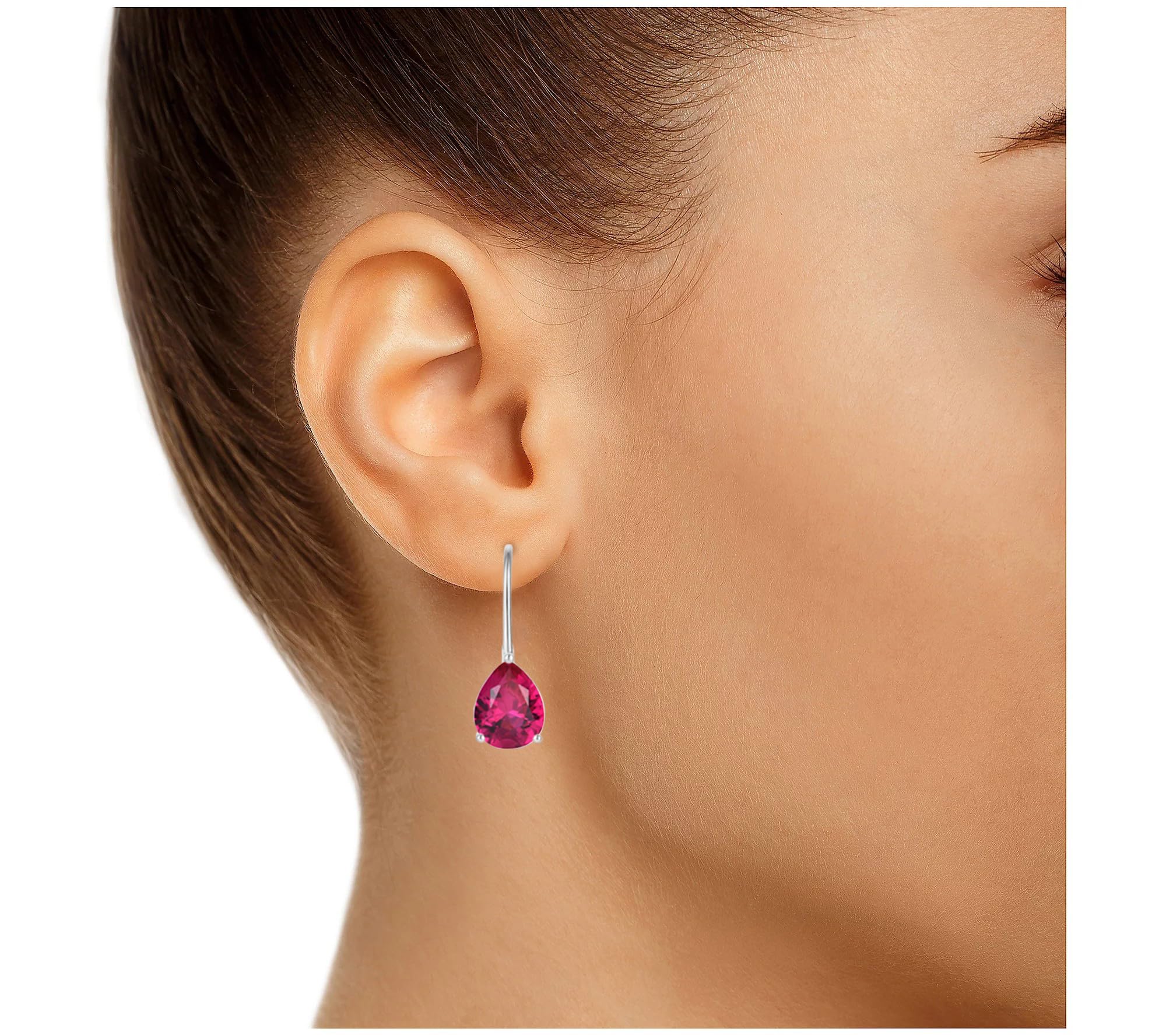 JO WISDOM Pendientes de aro de plata de ley 925 con piedra natal y circonita cúbica para mujer