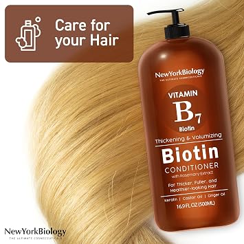 New York Biology Biotin Conditioner - 16.9 Fl Oz | For Dry & Thin Hair, Clarifying Care for Women and Men, Moisturizing and Cleansing for Hair and Scalp