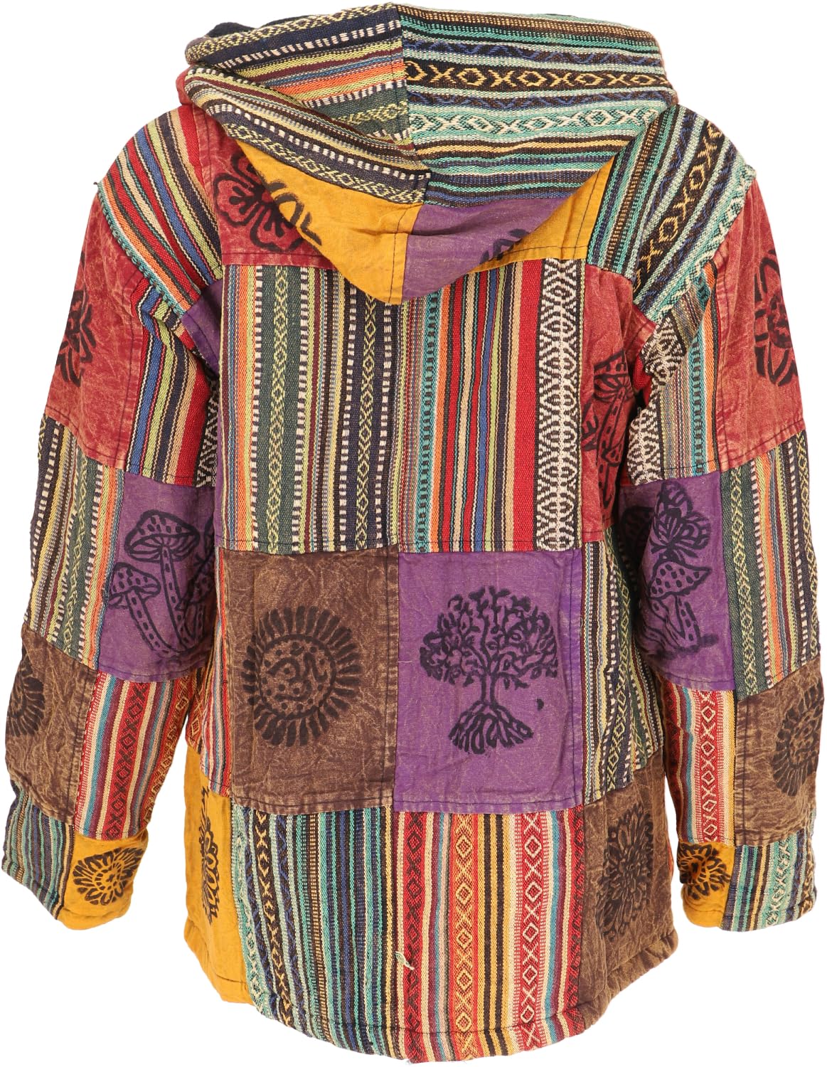 GURU SHOP Goa Jacke, Patchwork Sweatshirt Jacke, Herren