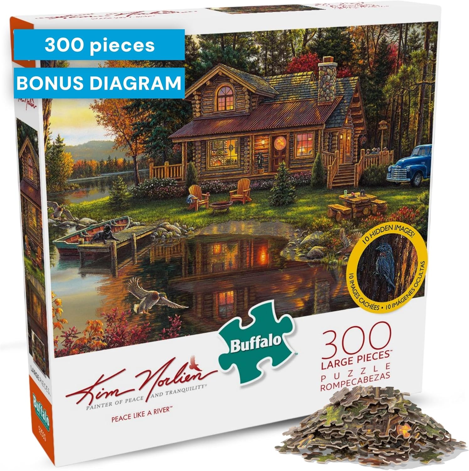 Buffalo Games - Kim Norlien - Peace Like A River - 300 Piece Jigsaw Puzzle for Adults - Large, Easy to Hold Pieces - Challenging Puzzle Perfect for Game Nights, Finished Size 21.25 x 15.00