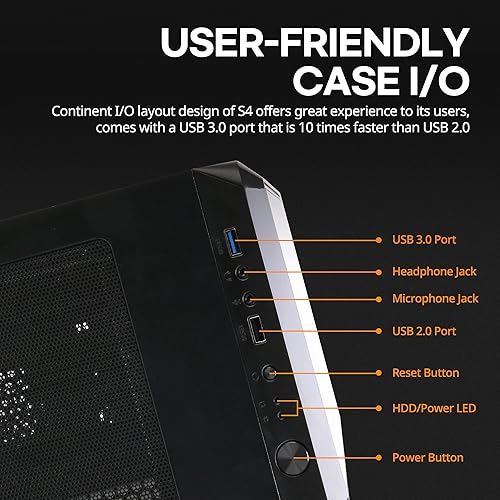 Miniatura 4 de Zalman S4 Mid-Tower ATX PC Case, 2 ventiladores de 4.724 in incluidos, panel lateral teñido acrílico, soporte ATXmATXMini-ITX