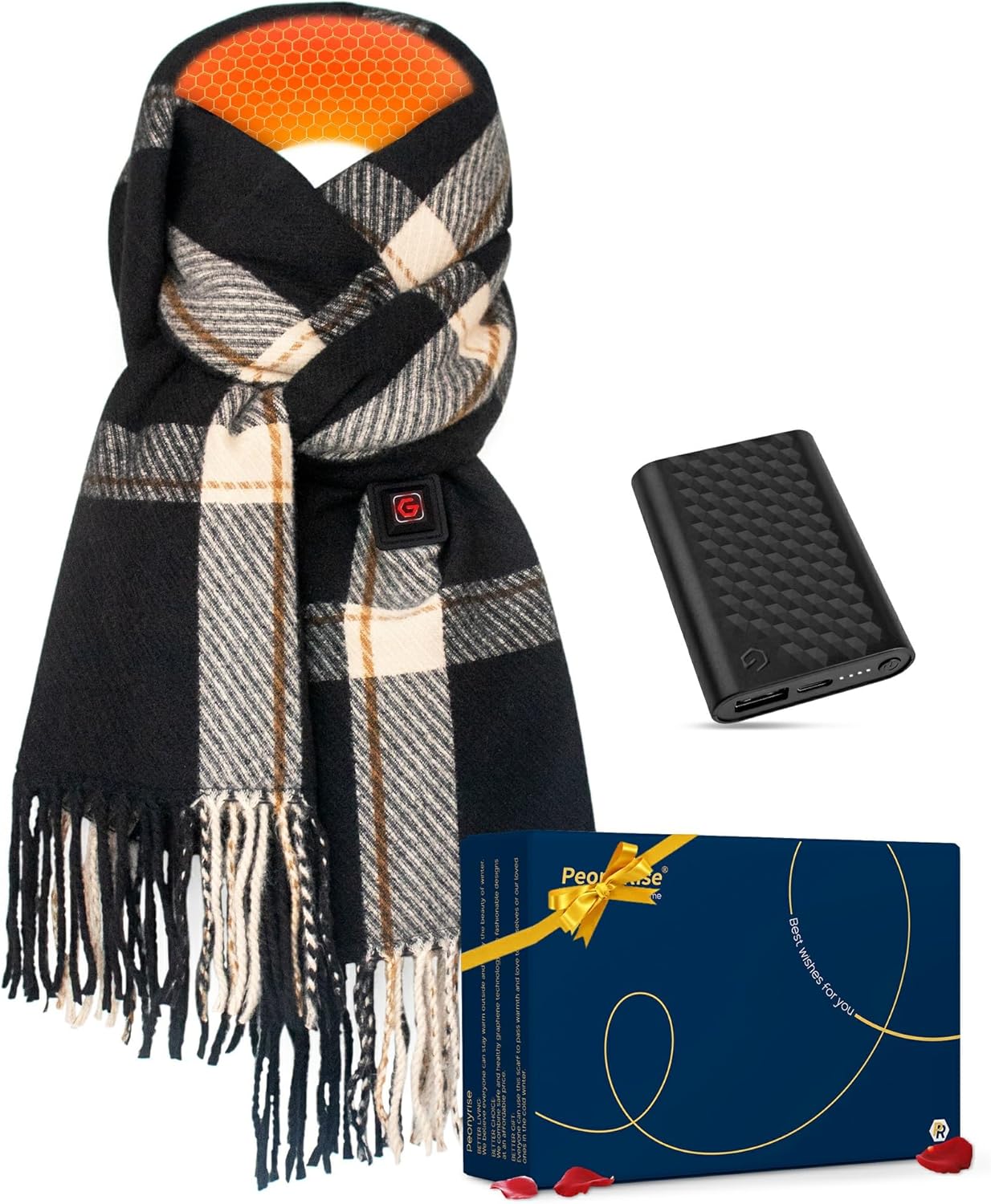 Graphene Heated Scarf Gifts for Women Men 6000mAh Battery Rechargeable Shawl Wrap Electric Heating Pads