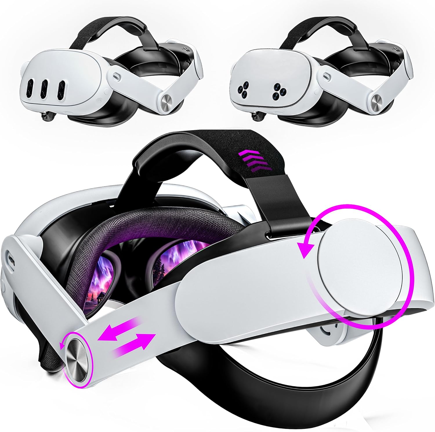 Head-Strap-for-Meta-Quest-3S/Quest 3, Adjustable Elite Strap Replacement for Oculus Quest 3S/3, VR Headset Strap with Large Support Pad Enhanced Support, for Quest 3S/3 Accessory (No Battery)