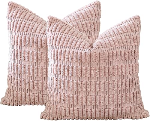 Miniatura 7 de OTOSTAR Paquete de 2 fundas de almohada decorativas de pana suave de 16 x 24 pulgadas, fundas de almohada bohemias a rayas, fundas de cojín lumbar,