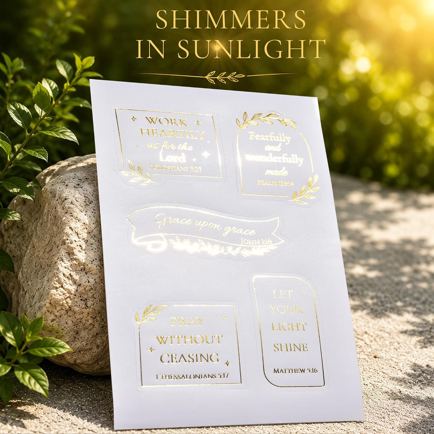Gold Foil Christian Stickers for Bible Journaling & Faith Crafts