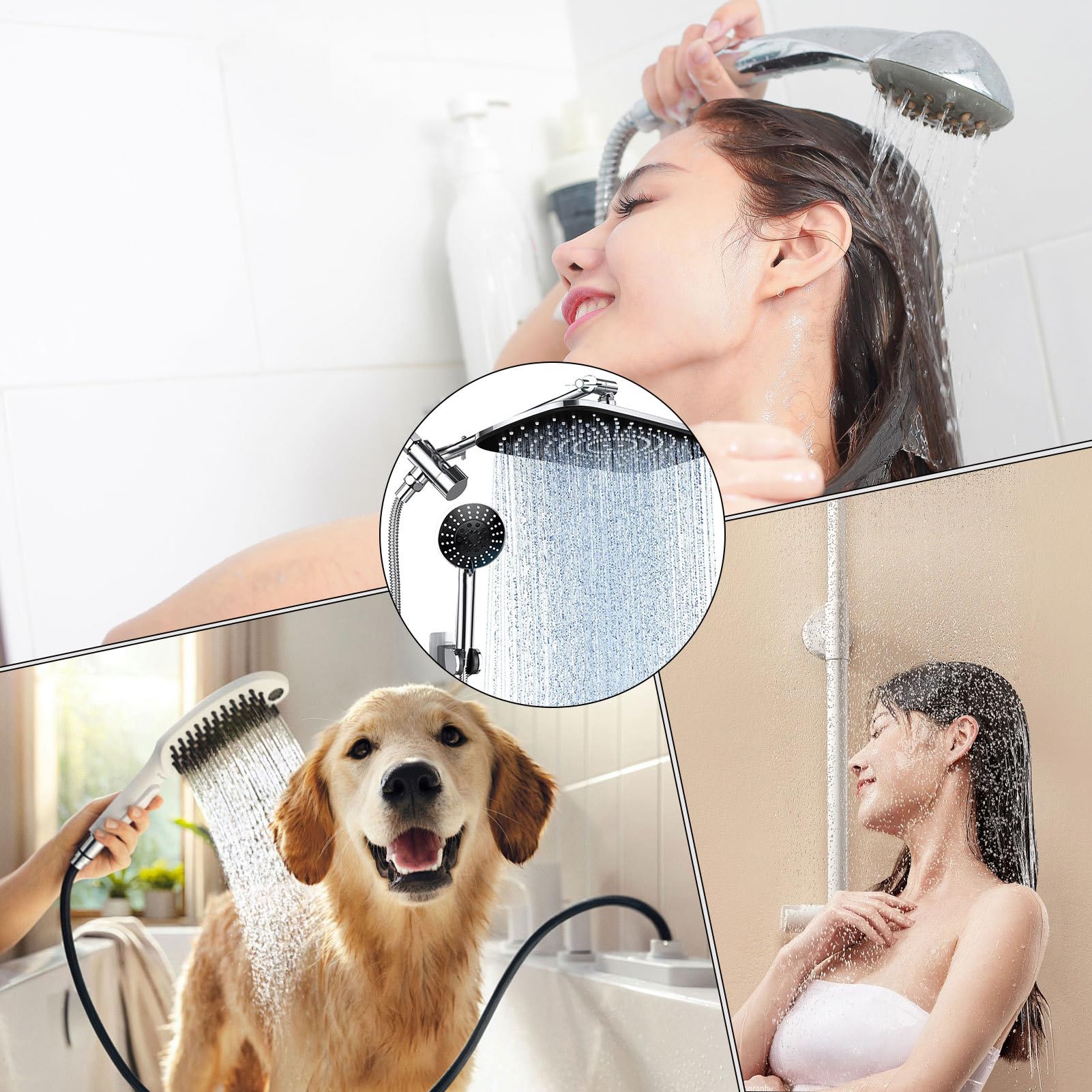 Cabezal de ducha de alta presión, cabezal de ducha de lluvia Cabezal de | 5 modo, varilla de ajuste inteligente, filtro de cabeza de ducha para el hogar, apartamento,