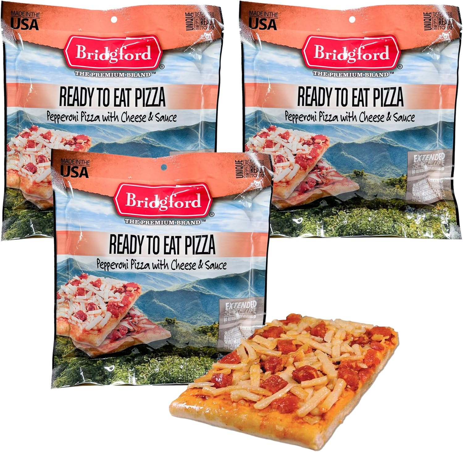 Bridgford Foods MRE Pizza Entree Pepperoni W/ Cheese &amp; Sauce (2