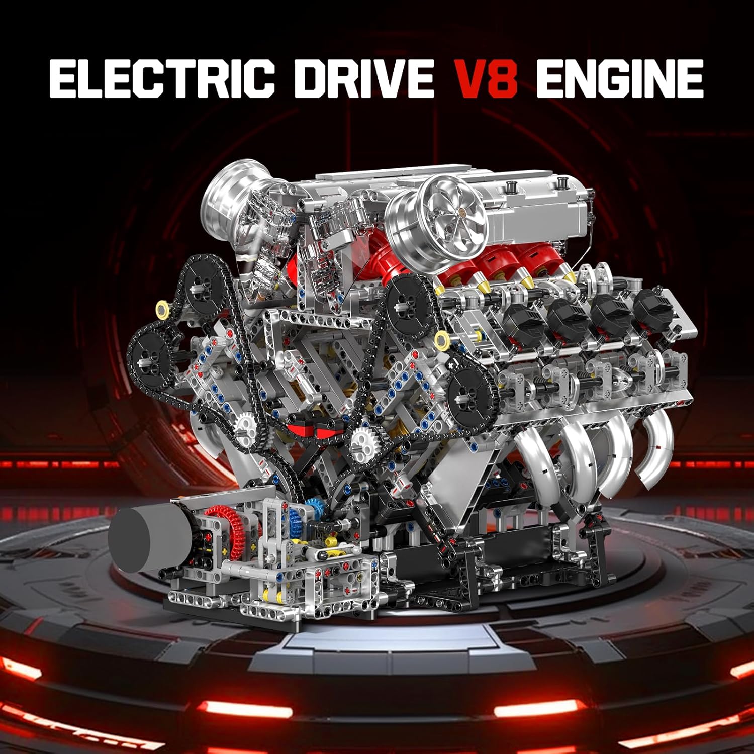 Mould King V8 Engine Building Blocks Sets, V8 Engine Model Kit That Runs, MOC Engineering Model Building Kit with Battery and Motor, 2718 PCS Building Blocks for Adults