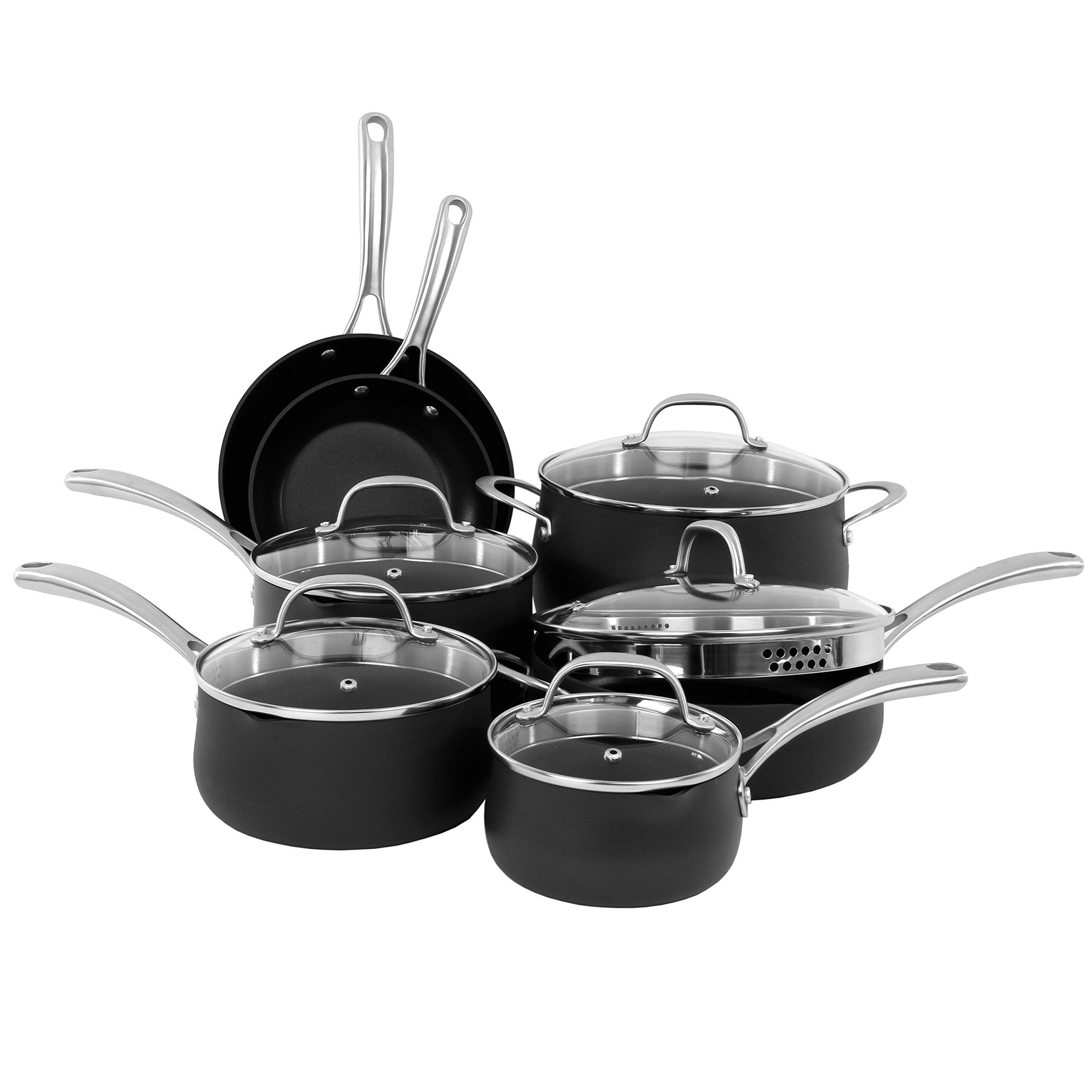 Oneida 12pc Hard Anodized Scratch Resistant Aluminum PFOA/PTFE Free, Dishwasher Safe Cookware Set