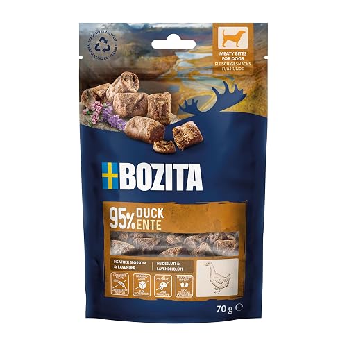 BOZITA Meaty Bites - Bocadillo para Perros con 95% de Pato, 70 g