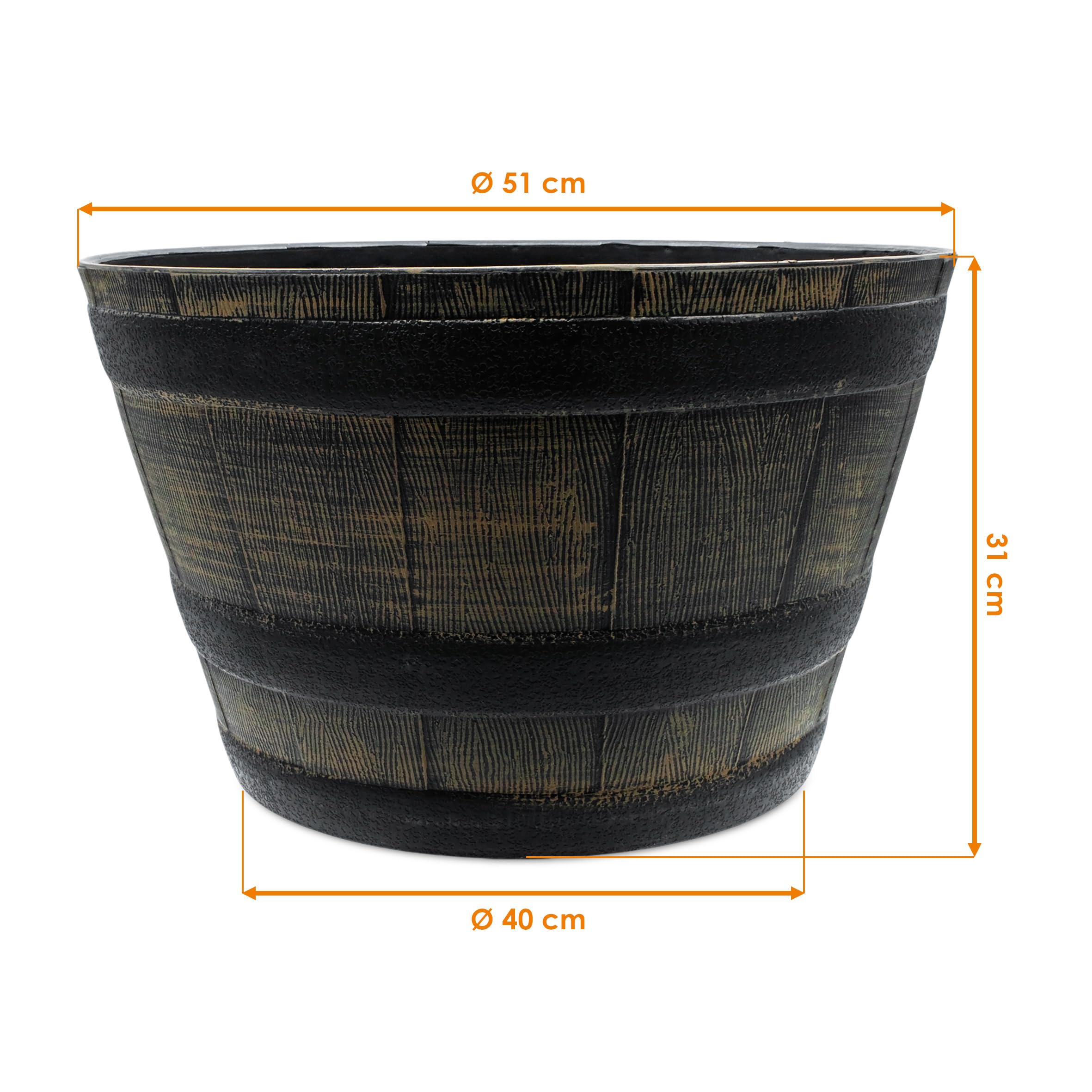Spetebo Mini Bassin de Jardin en Plastique, Design Tonneau en Chêne Brun, 51 cm, Bac à Eau et Fleurs, Résistant aux Intempéries, Rustique, Outdoor