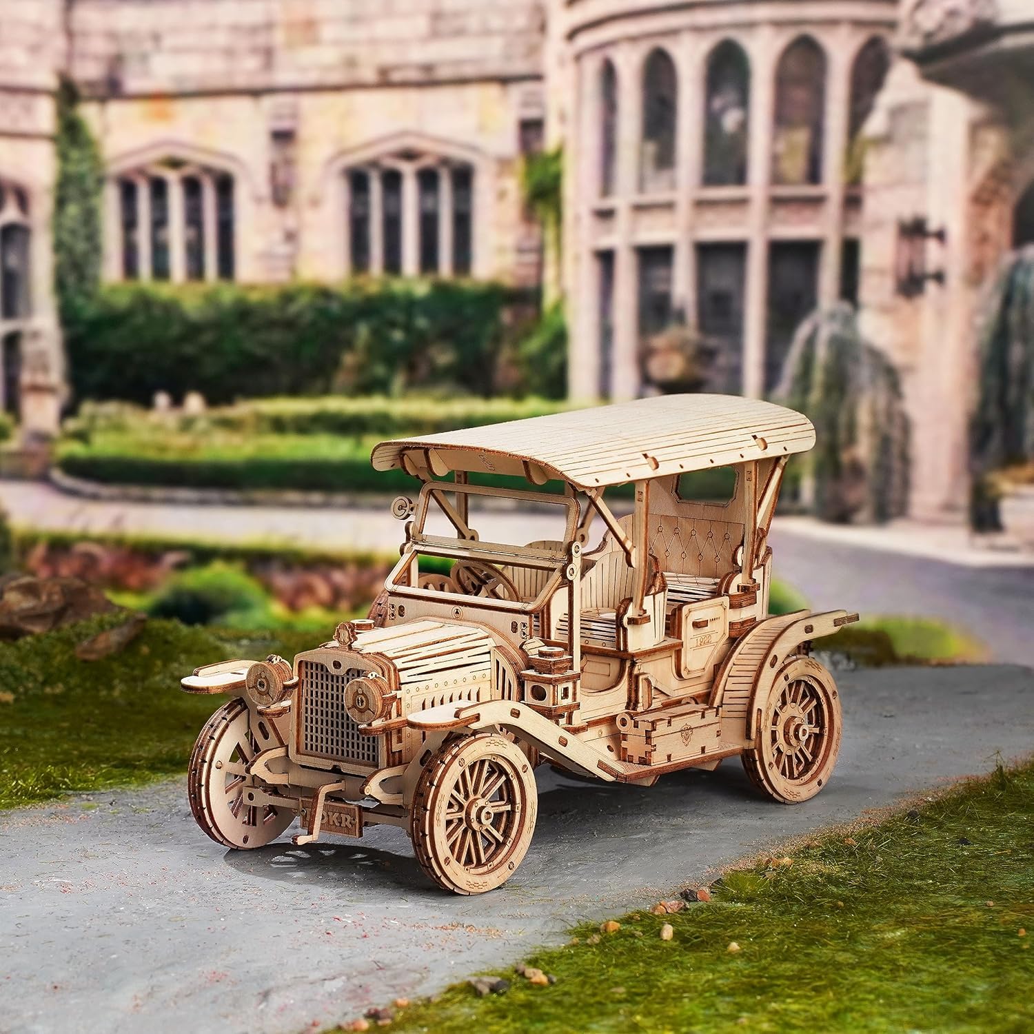 ROKR Puzzle 3D Bois Maquette en Bois a Construire,Vintage Car,MC801 | Voiture pour Adultes, Kits de Modélisme Cadeaux d'anniversaire,