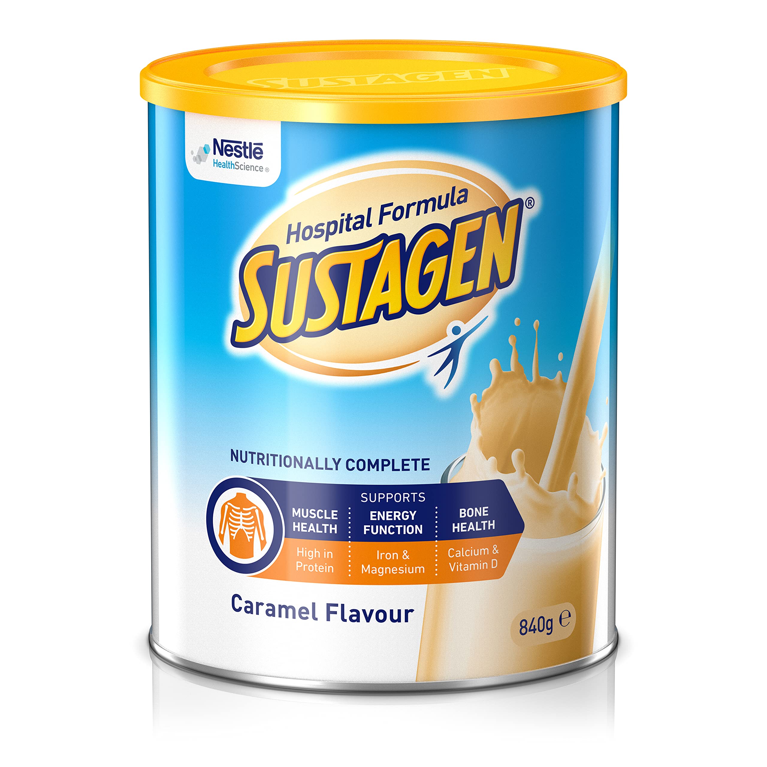 SUSTAGEN Hospital Formula Nutritionally Complete Supplement, High Protein, Low GI, Caramel Flavour, 840g