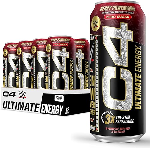 C4 Ultimate x WWE - Bebida energética sin azúcar de cafeína de 300 mg  Berry Powerbomb Bebida de rendimiento preentrenamiento  16 onzas (paquete de disponible en Yaxa Costa Rica