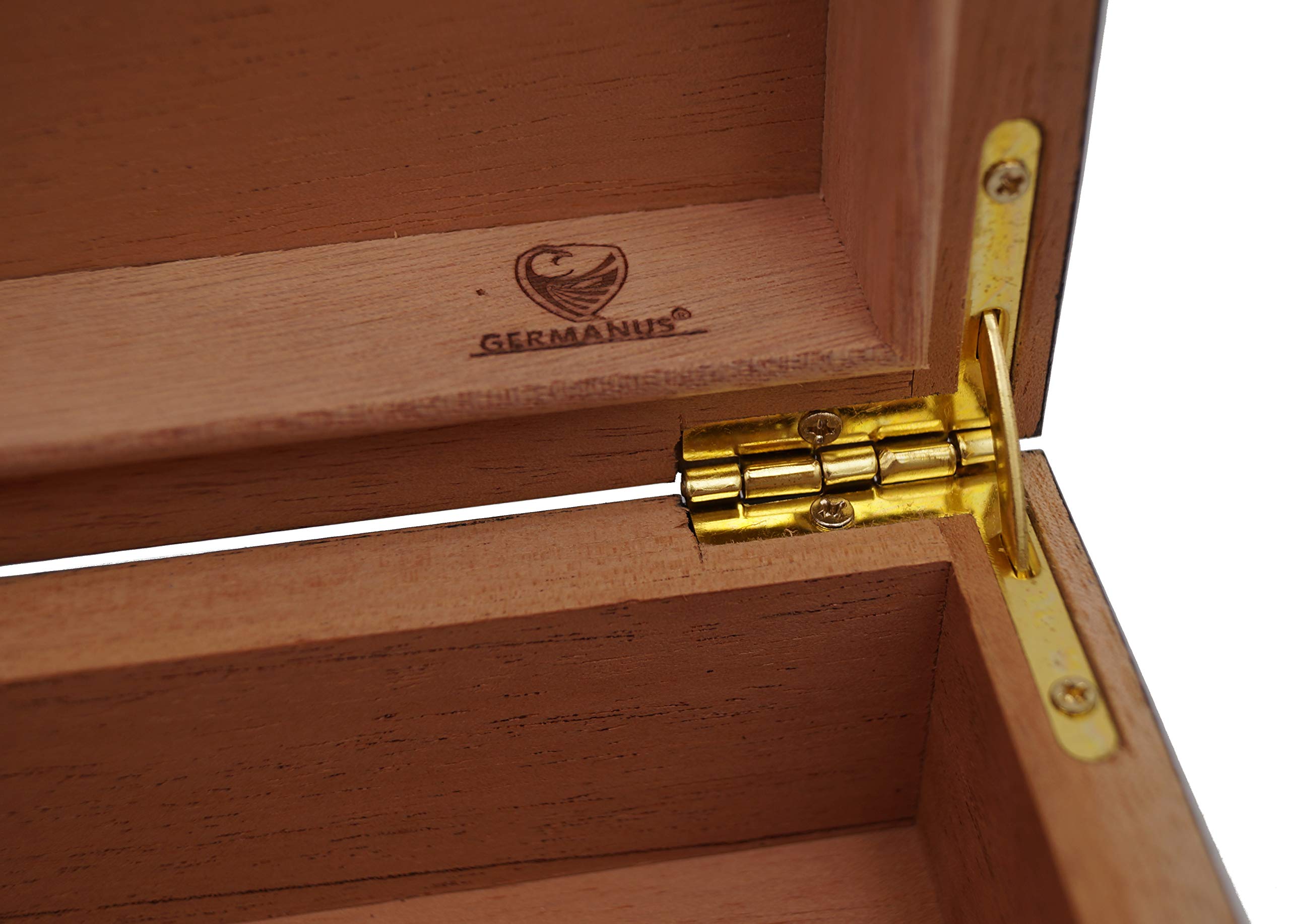 GERMANUS Humidor "Ornoir" z nawilżaczem i higrometrem w kolorze czarno-złotym
