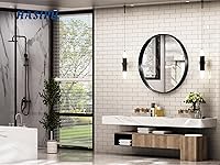 Vista 118 de Hasipu Espejo de baño LED con luces de 40 x 26 pulgadas, espejo de luz con marco de metal negro para tocador, antiniebla, regulable, 3