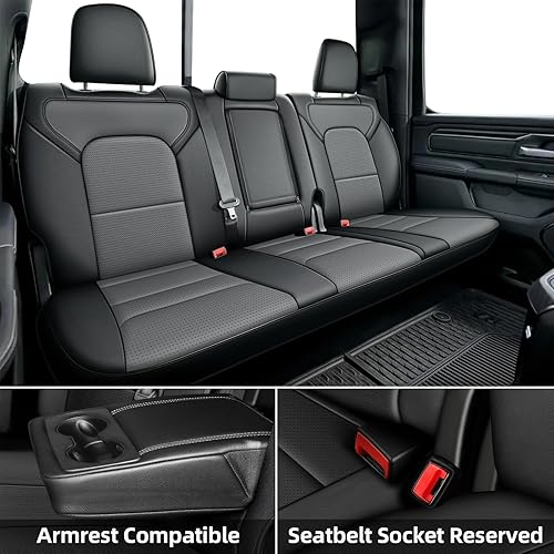 Miniatura 9 de AOMSAZTO Fundas de asiento personalizadas para Toyota Tundra 2022, 2023, 2024, CrewMax y doble cabina, juego completo de fundas de asiento de cuero