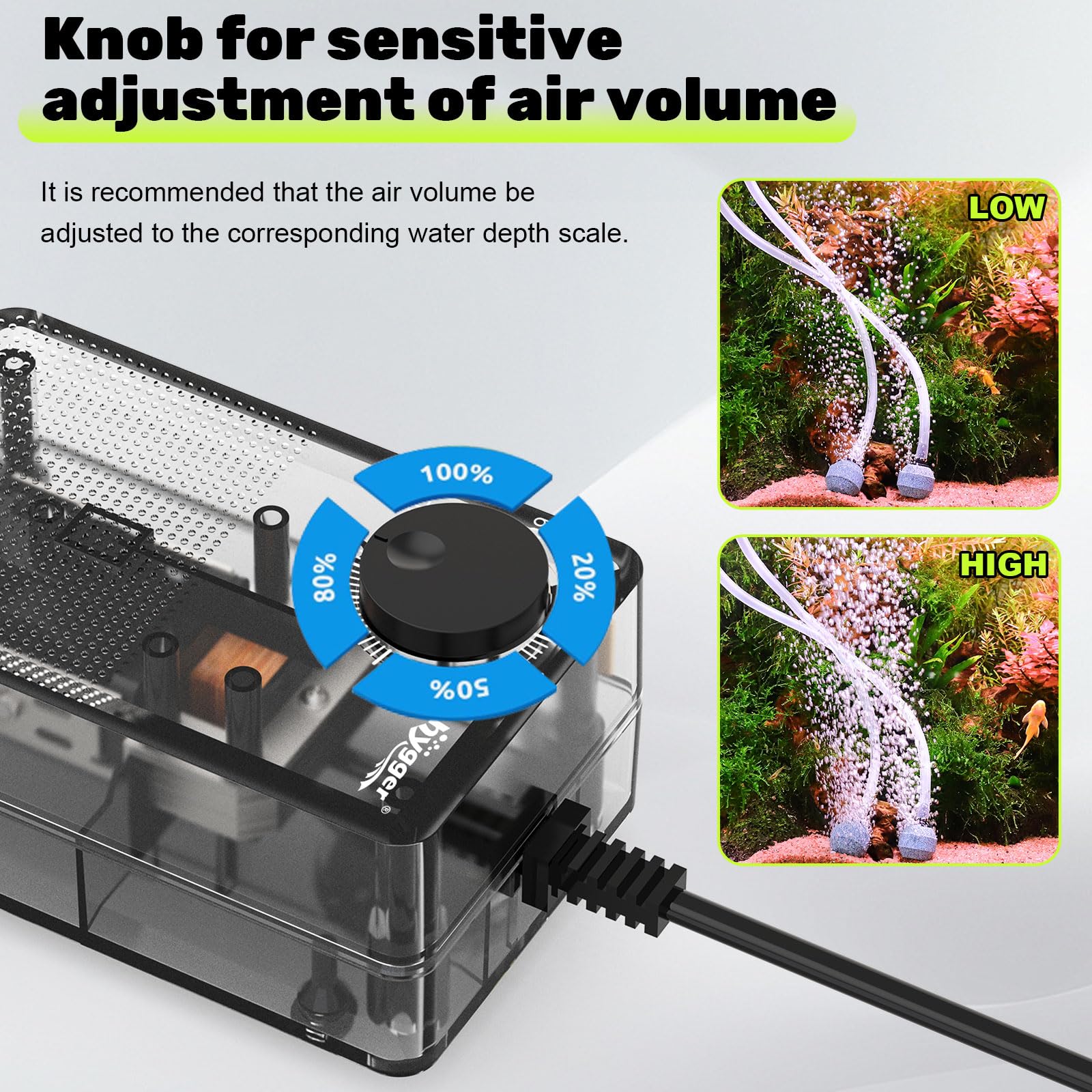 FEDOUR 300 LPH Aquarium luchtpomp, 4 W ultra stille zuurstofpomp