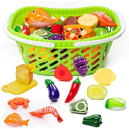 The Twiddlers 40 Pieces Dinette Ecoiffier De Nourriture Panier D Achat Inclus Le Jouet Educatif Panier Fruit Legume Cuisine Play Developpement Pour Bebe Enfant Xmas Cadeau De Noel Amazon Fr Jeux