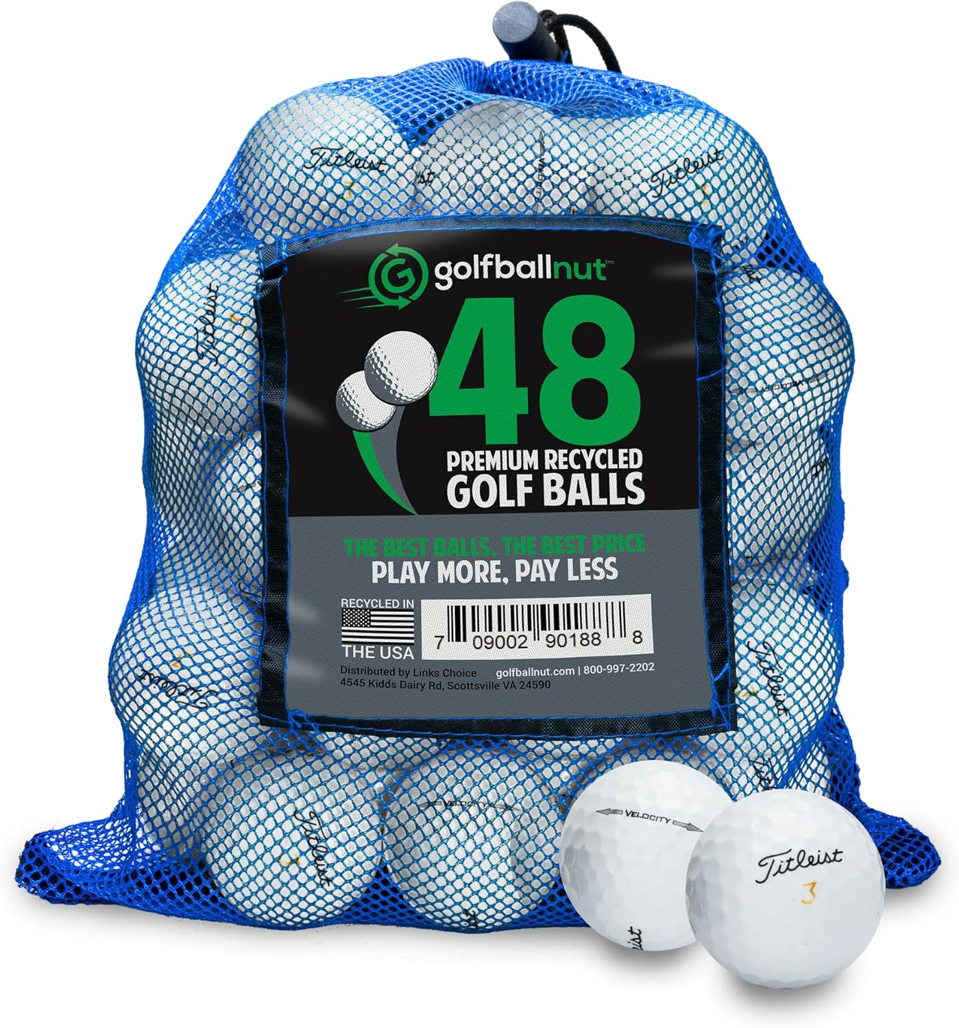 Used and Recycled for Titleist Velocity Mint 5A (White) (24 & 48) Golf Balls Mesh Bag Included