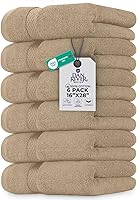 Vista 130 de DAN RIVER Paquete de 6 toallas de mano de alta calidad (16 x 28 pulgadas), 100% algodón, ultra suaves, ligeras, altamente absorbentes, para baño