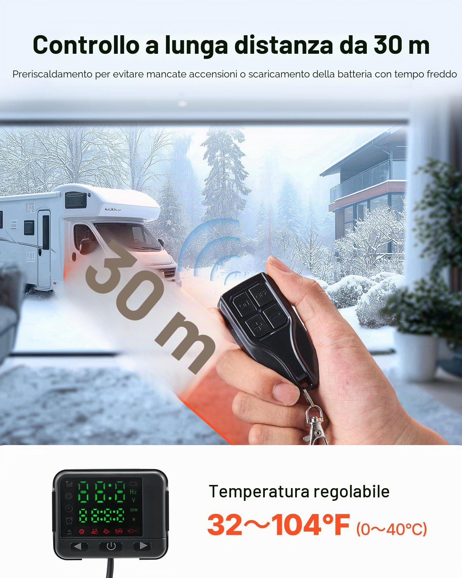 VEVOR Riscaldatore d'Aria Diesel All-in-One per Auto Camion RV 12V 8KW Temperatura Regolabile 8℃ -36℃ Controllo Telecomando, Riscaldatore da Parcheggio Consumo di Carburante 0,16-0,62L/h BTU 15-20m²