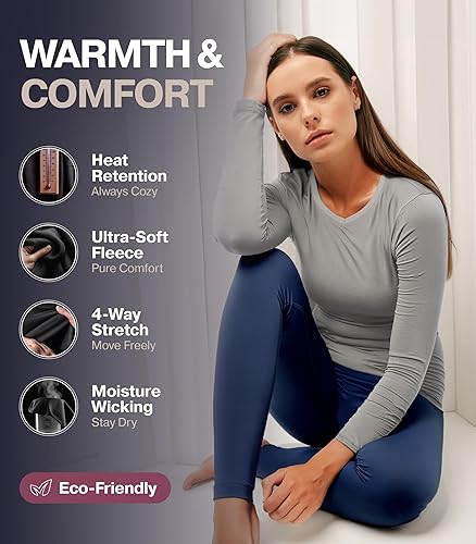 Miniatura 2 de Thermajane Camisetas térmicas de manga larga para mujer, para clima frío, ropa interior o capa base térmica