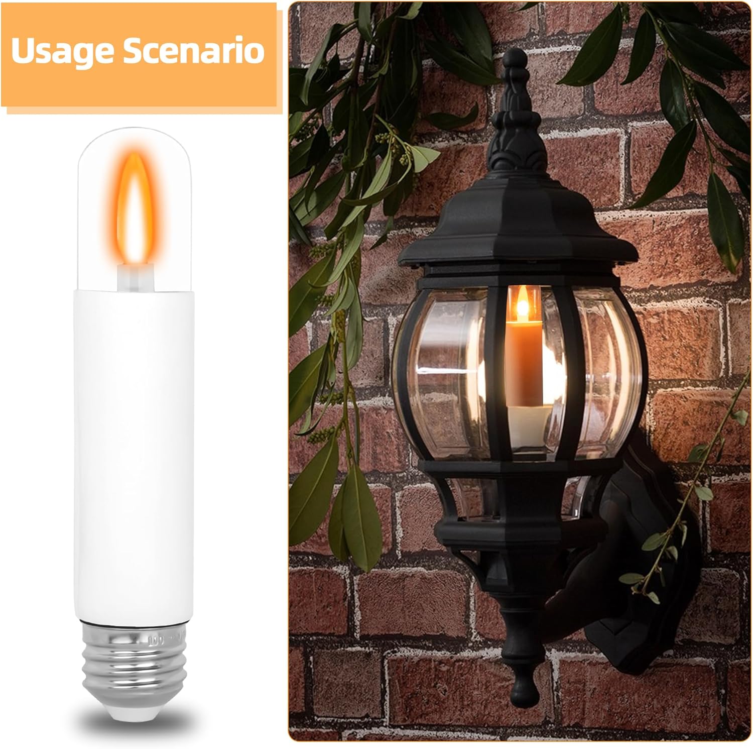 HEWA-Tech T9 LED Flame Bulbs 2-Pack - Standard Medium Base (E26, Not Candelabra E12), 2 Mode Flickering Effect Light for Halloween Christmas Patio Porch Home Indoor & Outdoor Decor