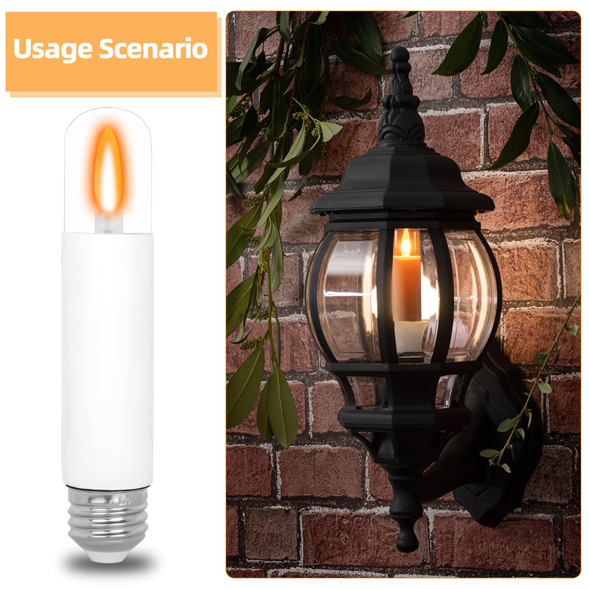HEWA-Tech T9 LED-Flammeneffekt-Glühbirnen, 2 Lichtmodi, flackernde Glühbirnen, E26 LED-Leuchtmittel für Halloween, Weihnachten, Party, Terrasse, Veranda, Zuhause, Innen- und Außendekorationen (6 Stück