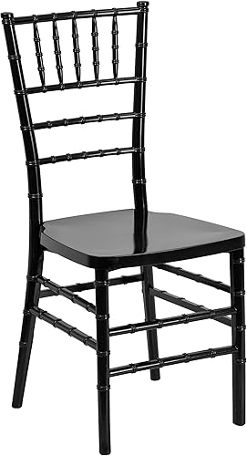 Miniatura 8 de Flash Furniture HERCULES PREMIUM Series Silla apilable Chiavari de resina negra