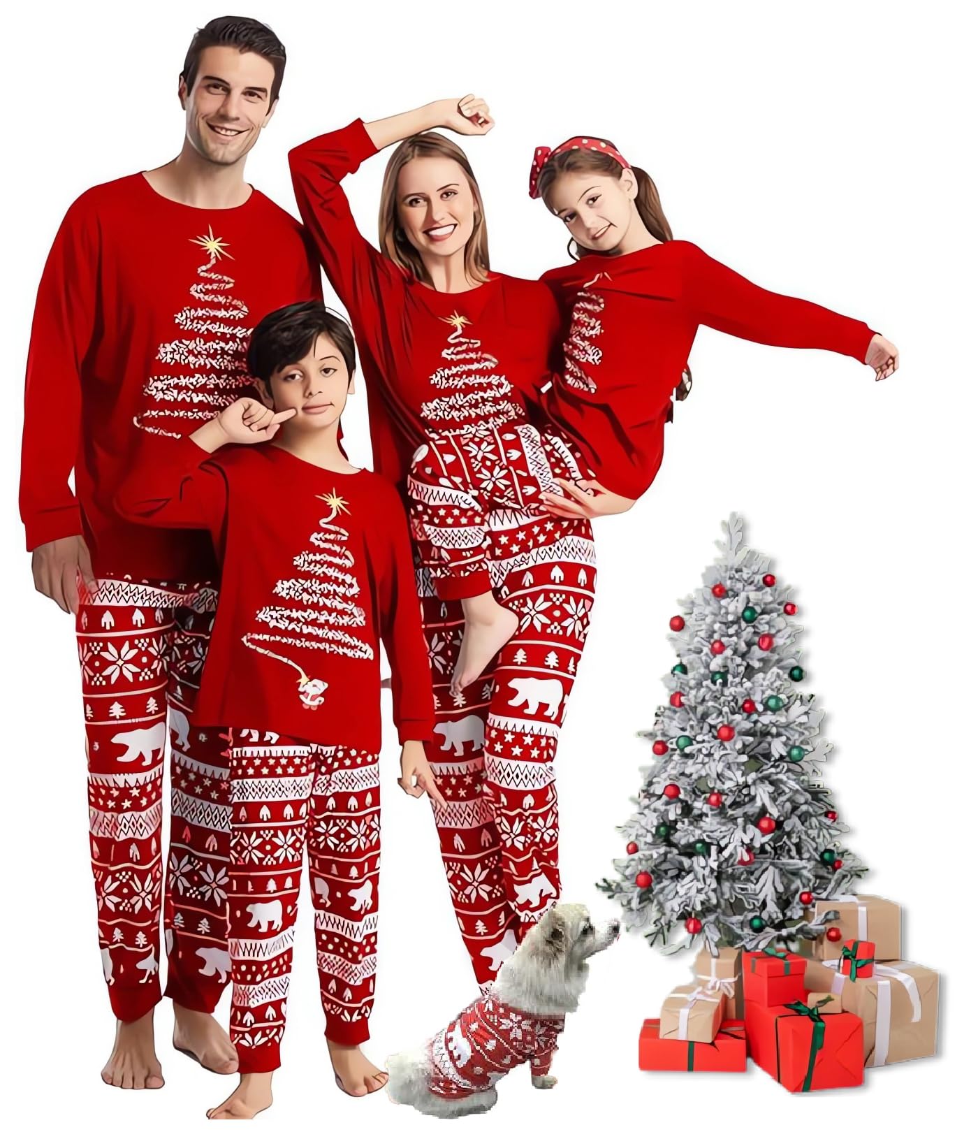 AUTOYSURMatching Family Sets Christmas Sleepwear - Kids' Family Matching Pajamas,Christmas Matching Outfits, Soft Long Sleeve Holiday Sleepwear Outfits