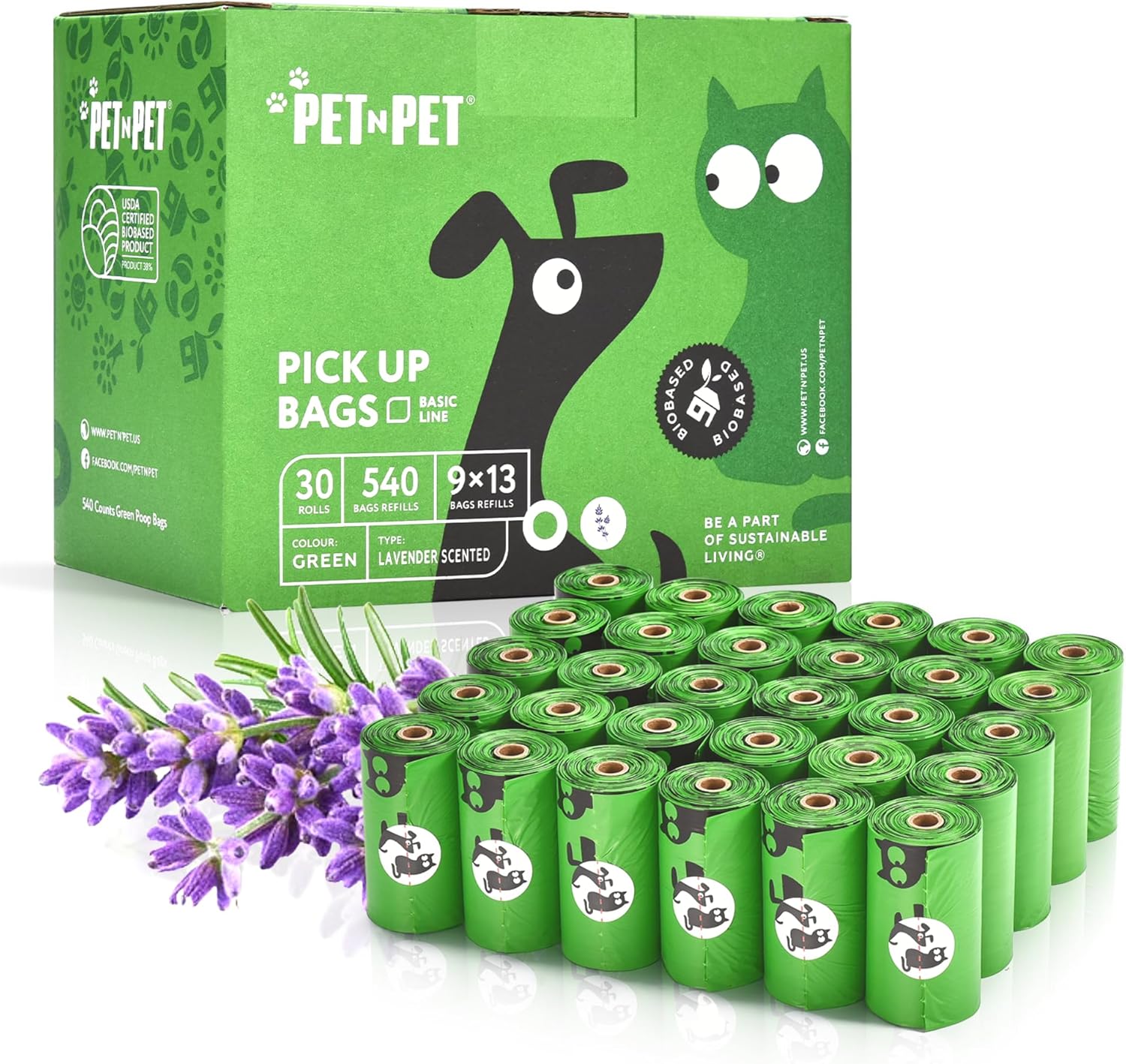 PET N PET Dog Poo Bags 540 Counts Scented USDA Certified 38 Biobased