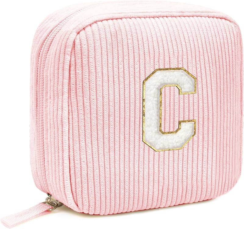 Necessaire de maquiagem LETGO em cotelê com monograma inicial