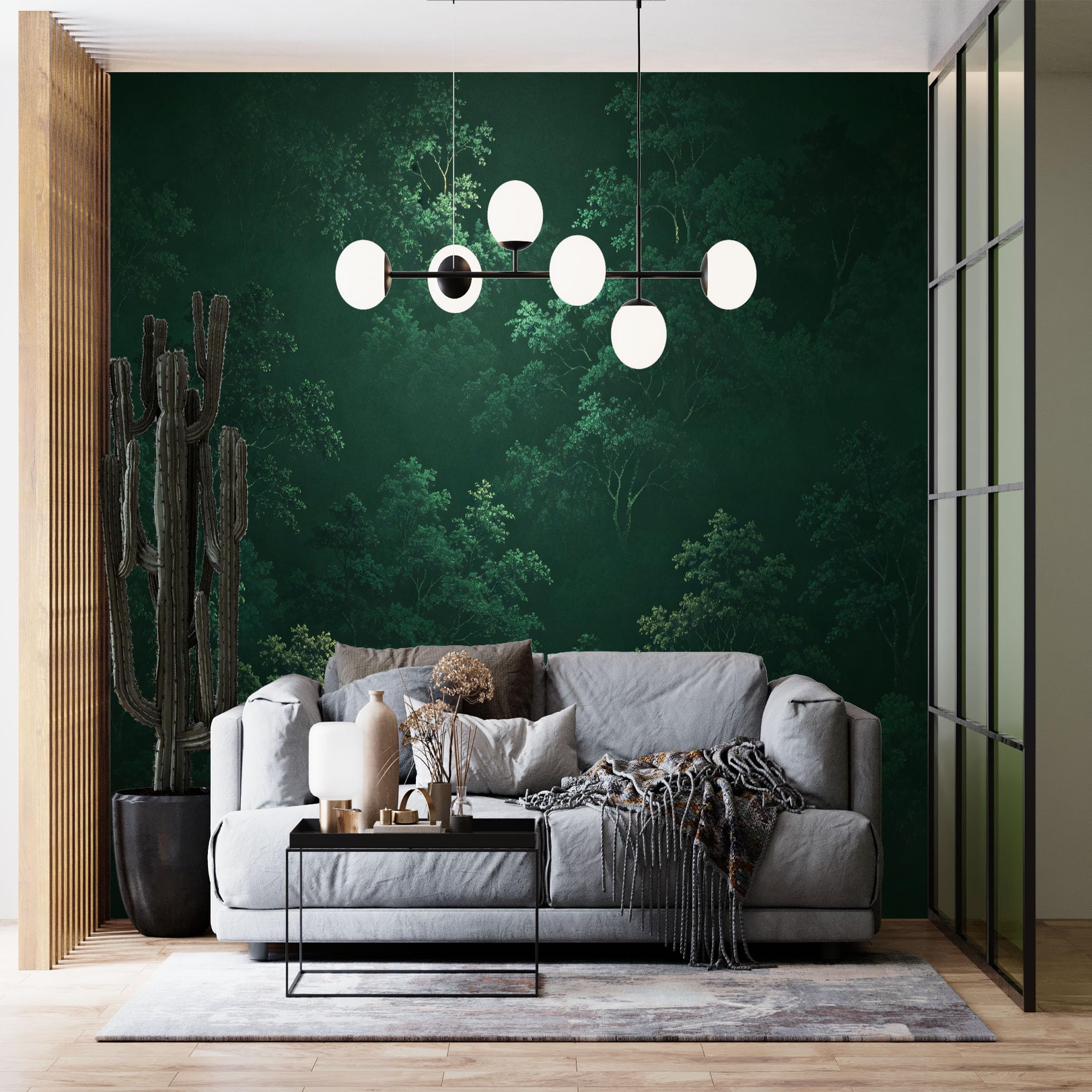 Papier peint intissé vert foncé forêt vintage adhésif lourd de qualité supérieure