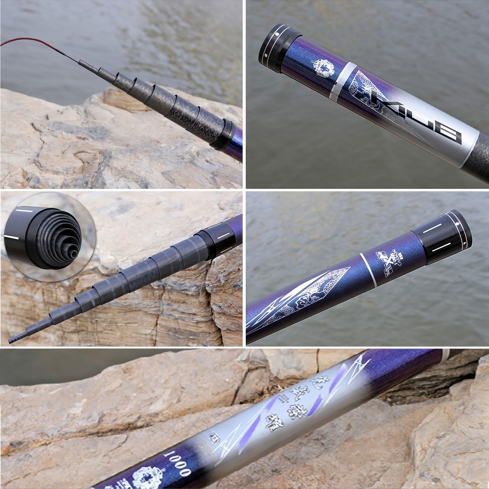 Caña De Pescar Telescópica 8m 9m 10m 11m 12m 13m 14m 15m Carbono CañAs De Pesca Caña de Pesca Larga Distancia Gran Pez Equipo De Pesca(9m)