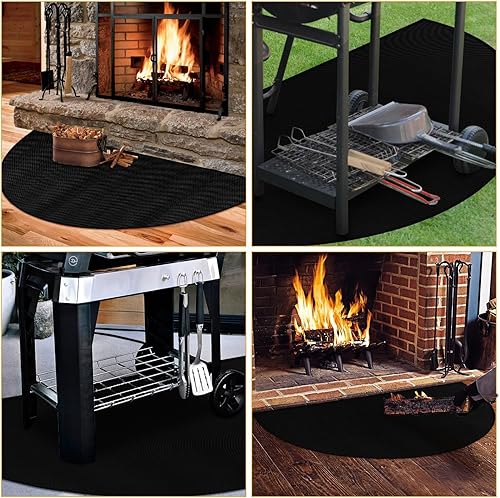 Miniatura 12 de Tapetes ignífugos de 32 x 60 pulgadas para chimeneas rectangulares resistentes al fuego, almohadillas de parrilla ignífugas, tapete para debajo