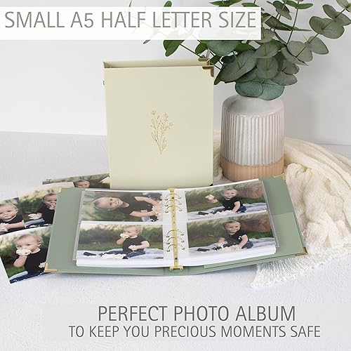 Miniatura 4 de Juego de 2 carpetas estéticas tamaño A5 de 6 anillas, la carpeta pequeña perfecta de 0.75 pulgadas para diario o colecciones, carpeta recargable con