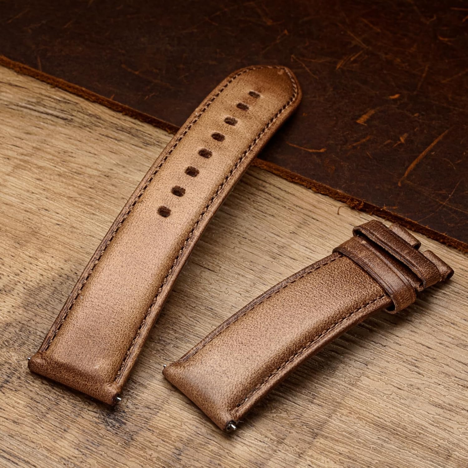 torbollo Soft Horween Leather Watch Bands for Men, 22mm Leather Watch Strap, Quick Release Handmade Watch Strap Soft Vintage Replacement - Image 6