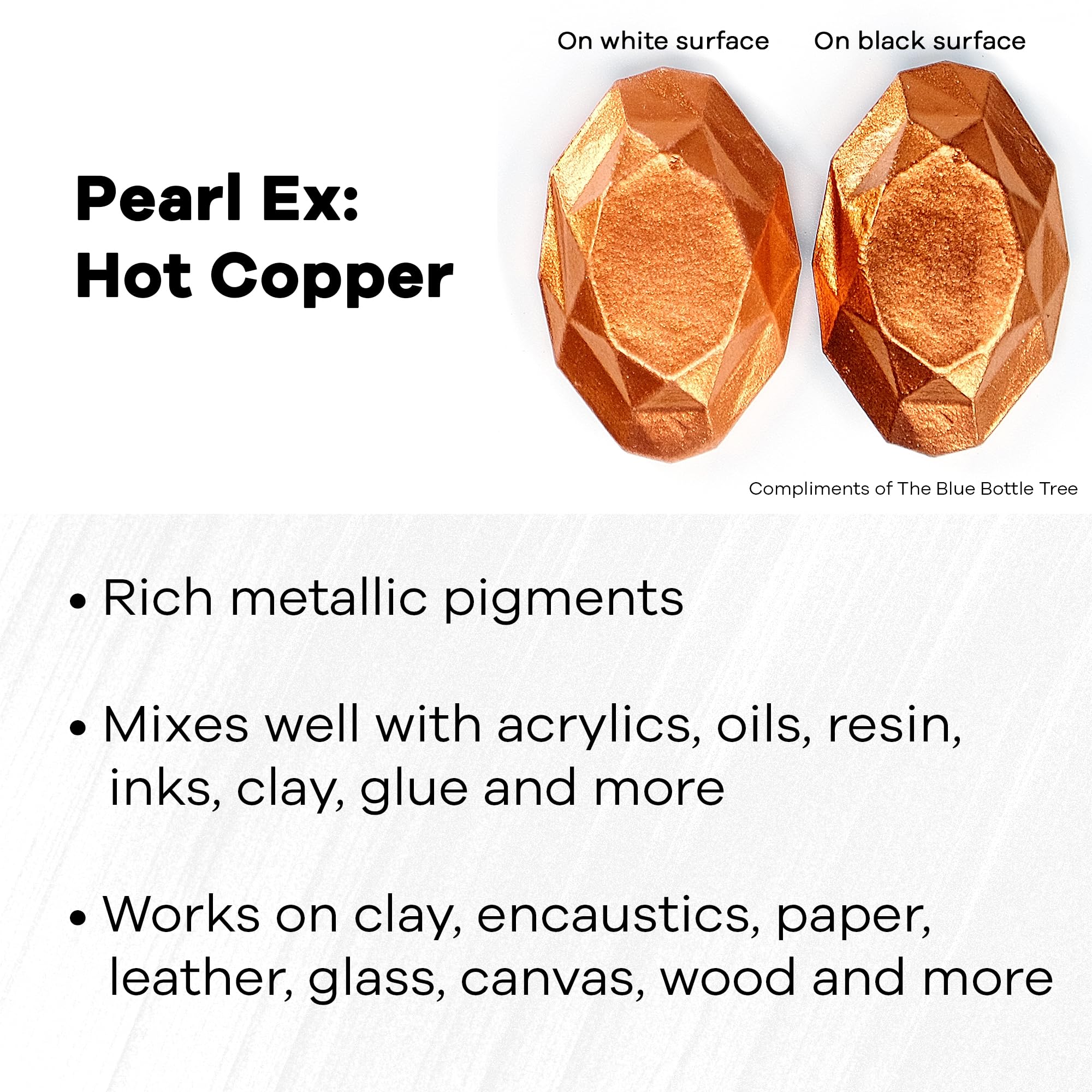 Pearl-Ex Pigment by Jacquard, Creates Metallic or Pearlescent Effect, .5 Ounce Jar, Hot Copper, 0.5oz - Image 2