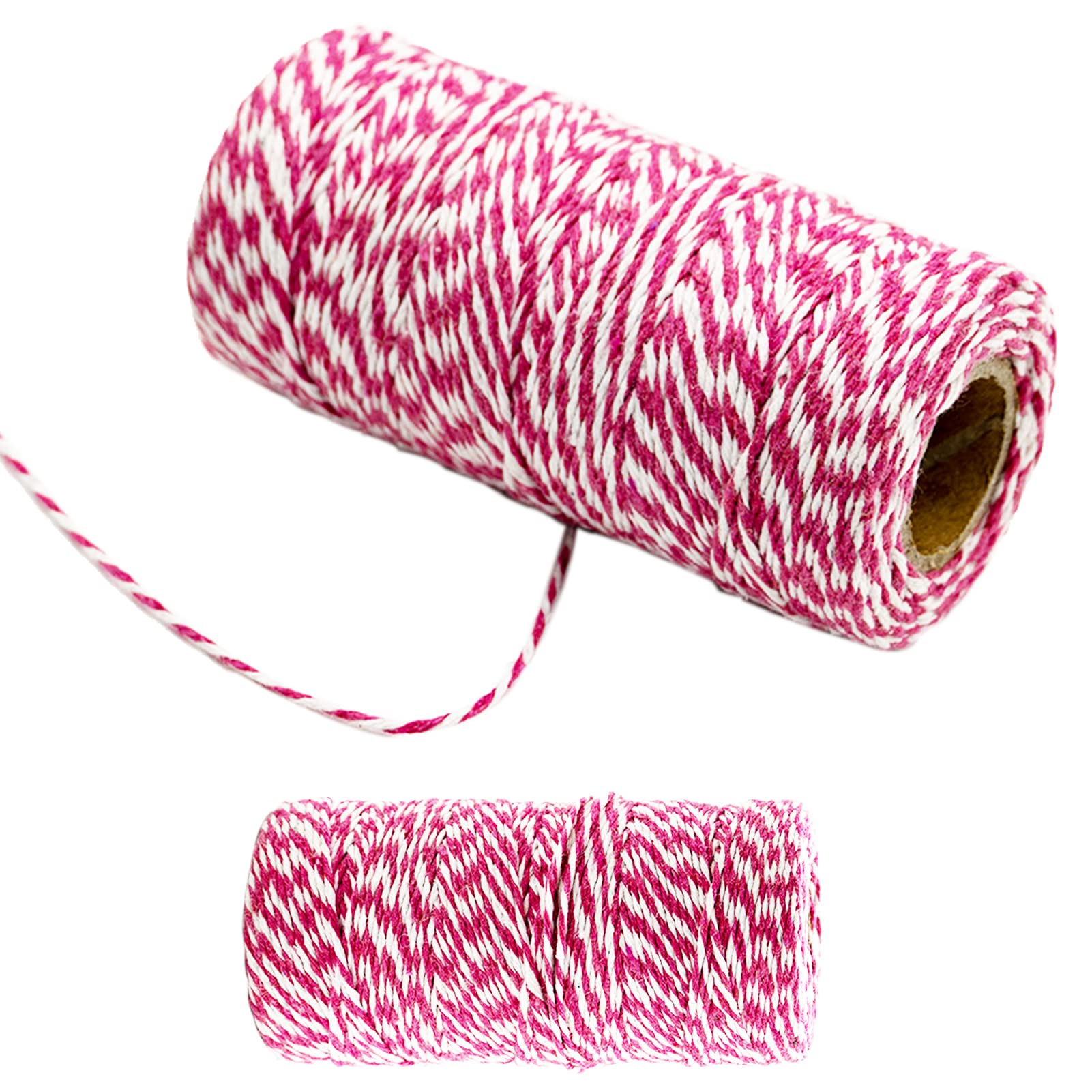 100M Dark Red and White DIY Crafts Cotton Twine String, 1.5mm Coloured Craft Cord for DIY Crafts, Handmade Arts, Knitting,Wall Hanging,Gardening and Gift Wrapping