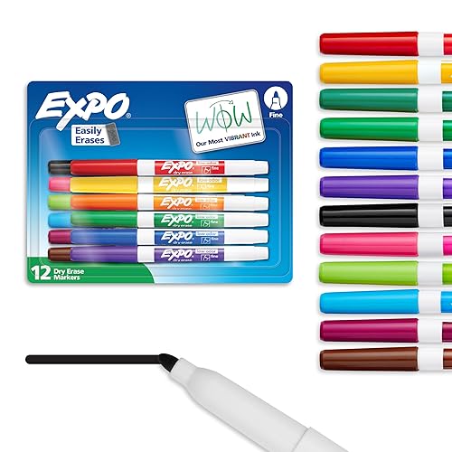 EXPO Low Odor Dry Erase Markers Fine Tip Assorted Colors