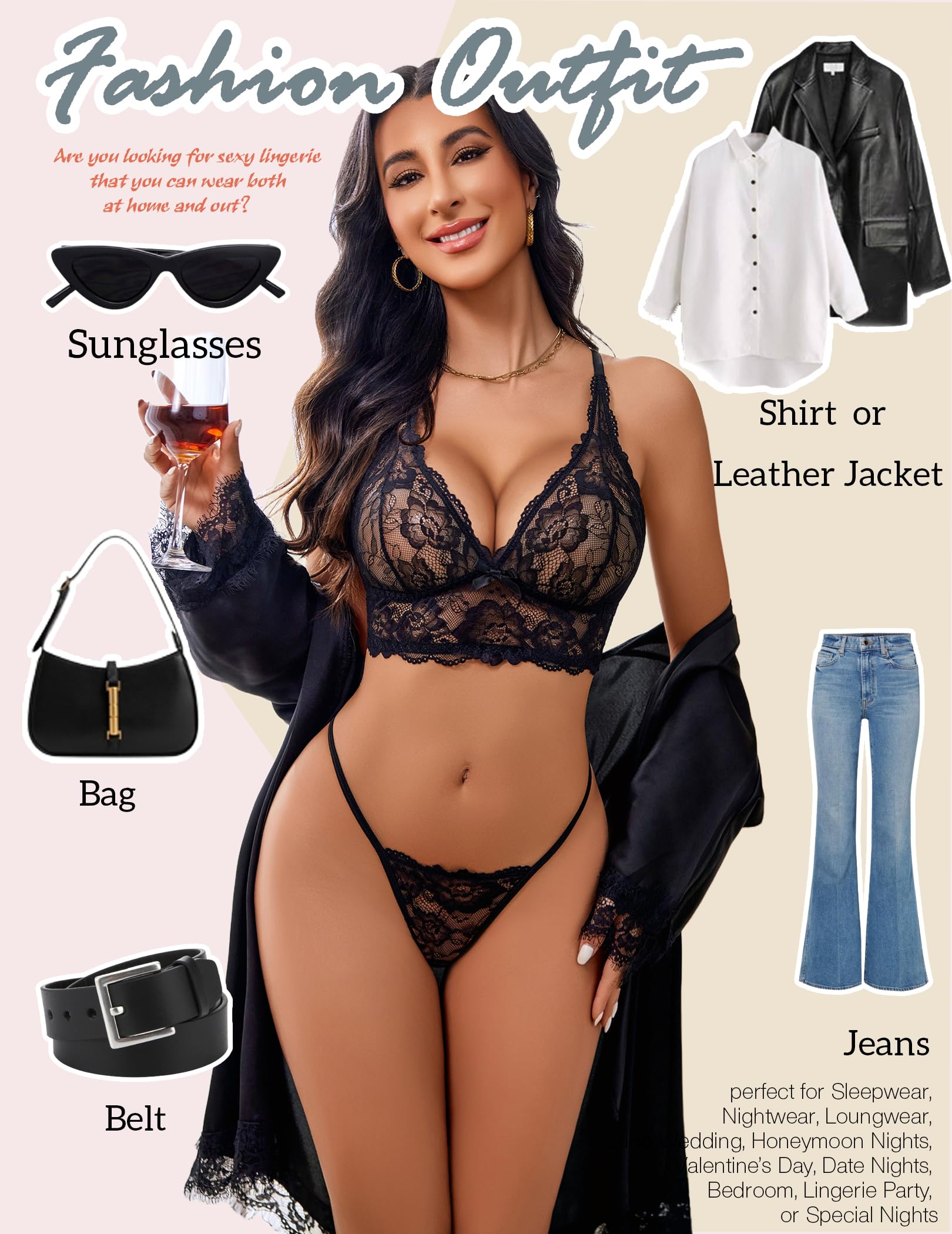 Avidlove Womens Lingerie Set Lace Bralettes Set 2 Piece Bra and Panty Sets Nightwear Outfits S-XXL