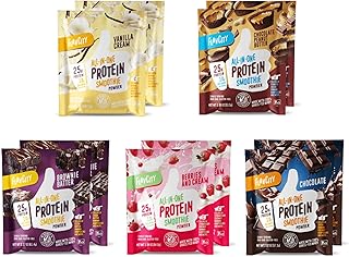 FlavCity Grass Fed Whey Protein Powder - Variety Pack - 25g Protein & 10g Collagen - 10 Single Serve Packets - Made with Organic Reishi & Cordyceps - Gluten Free & No Added Sugars